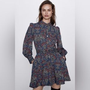 Zara Floral Belted Wrap Dress - size medium